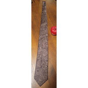 Michael Kor's Brown White Paisley Pattern Silk Men's Tie